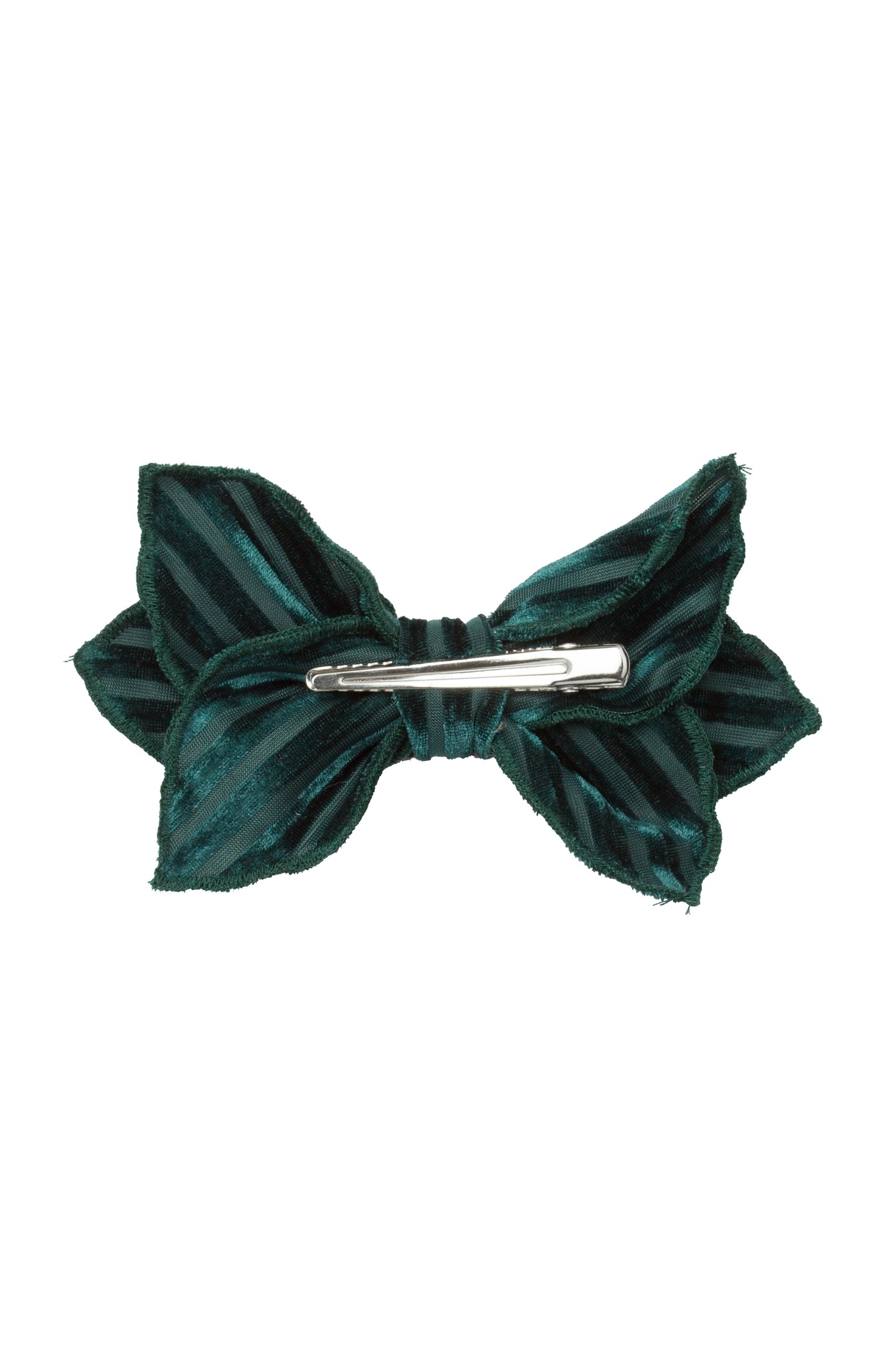 Growing Orchid Clip - Hunter Green Velvet Stripe