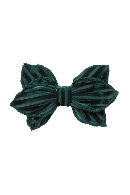 Growing Orchid Clip - Hunter Green Velvet Stripe
