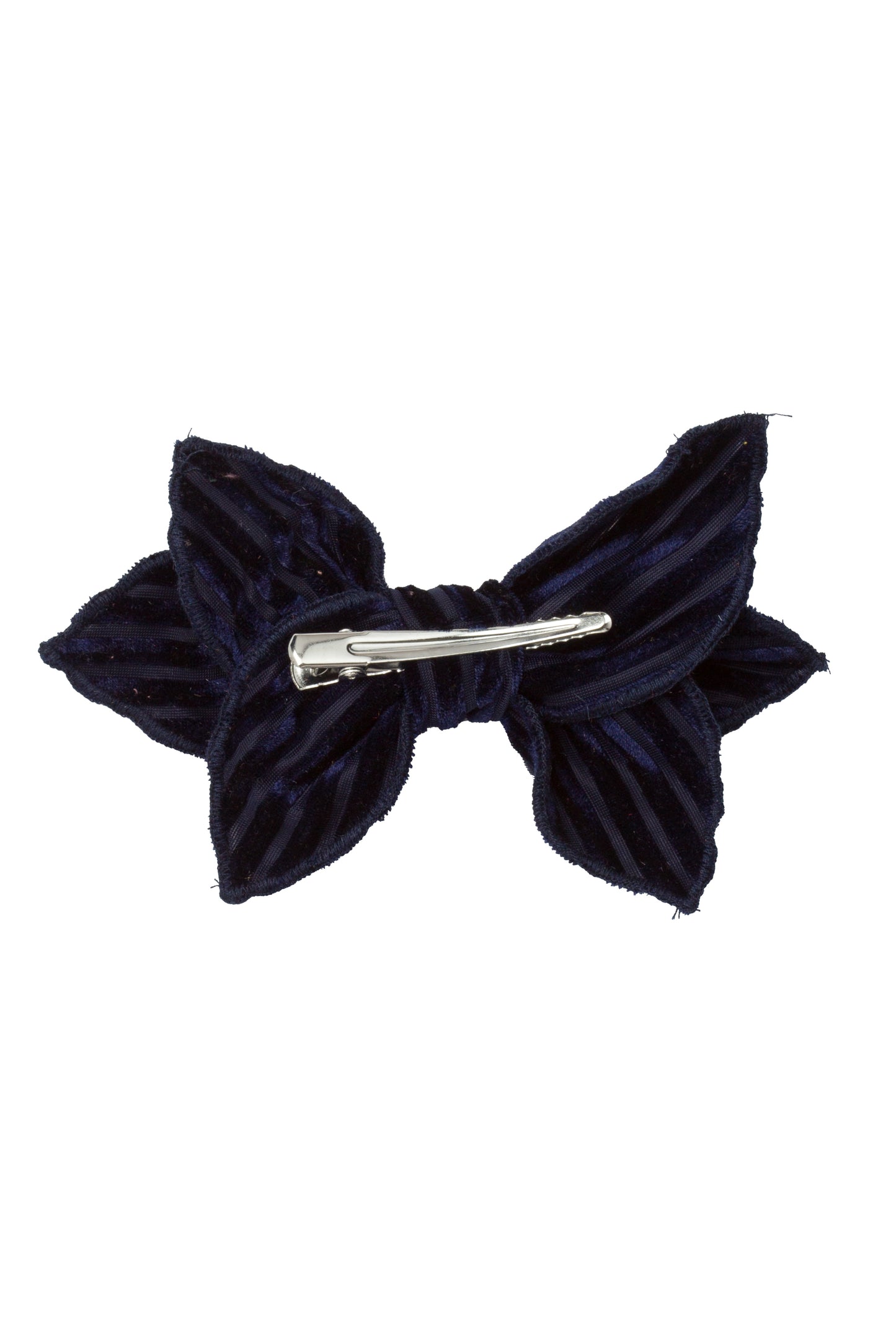 Growing Orchid Clip - Navy Velvet Stripe