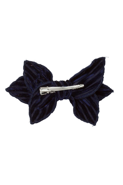 Growing Orchid Clip - Navy Velvet Stripe