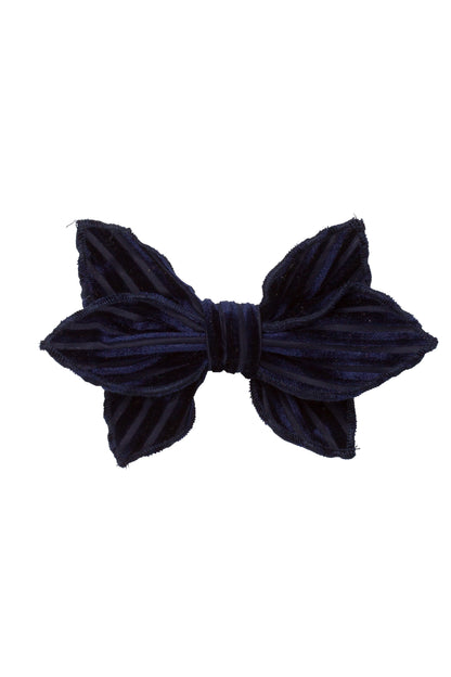 Growing Orchid Clip - Navy Velvet Stripe