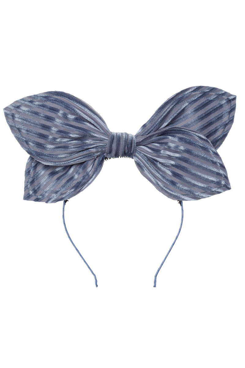 Growing Orchid Headband - Blue Velvet Stripe