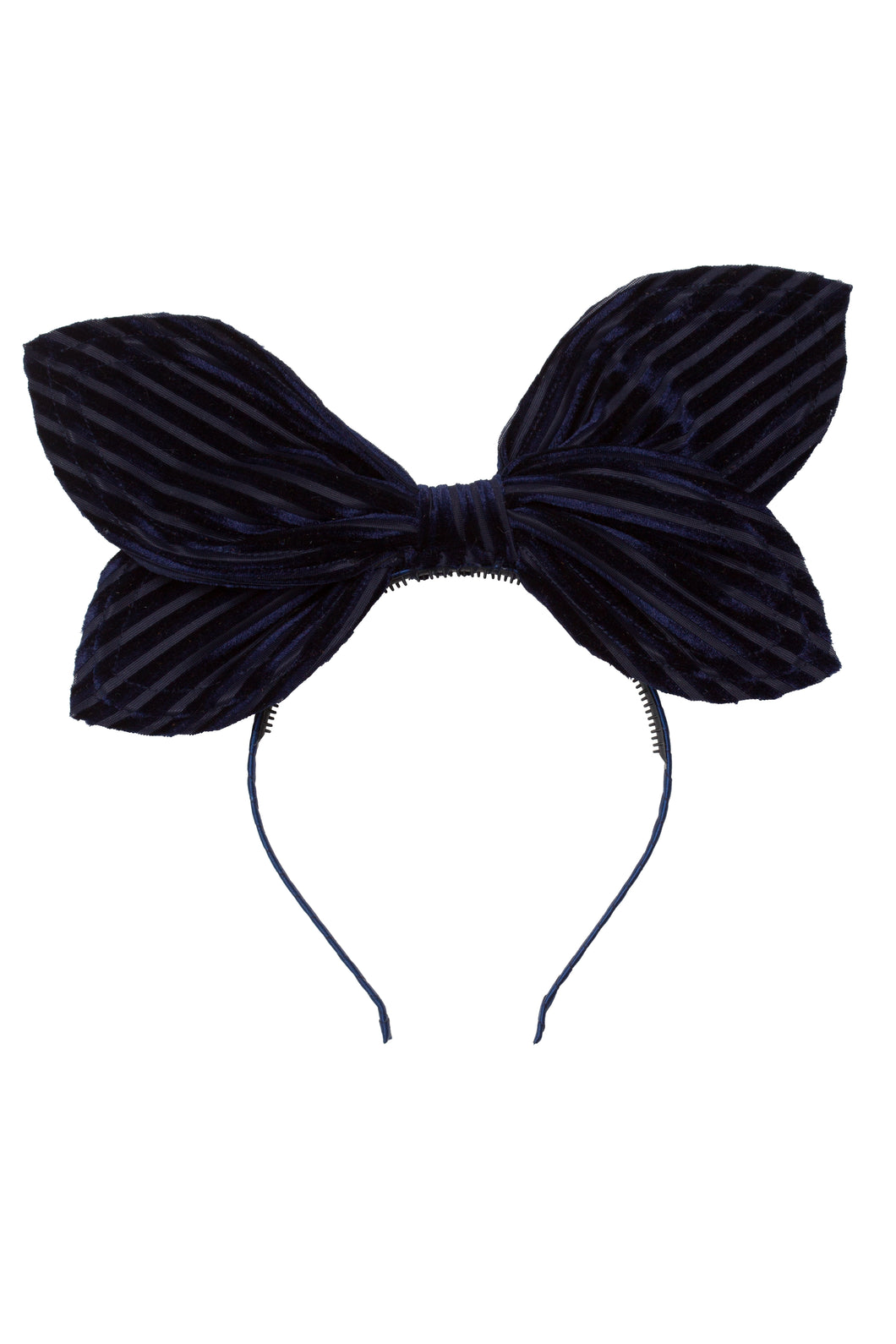 Growing Orchid Headband - Navy Velvet Stripe