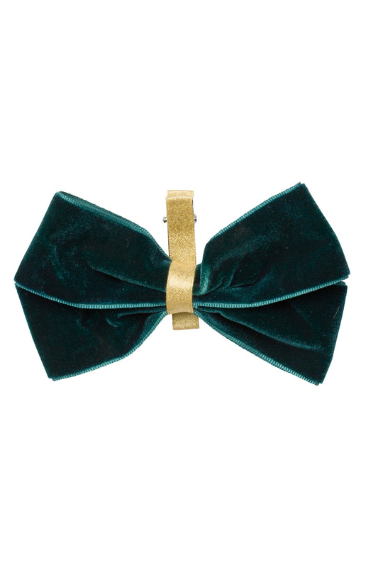 Heather Velvet Clip - Teal/Gold