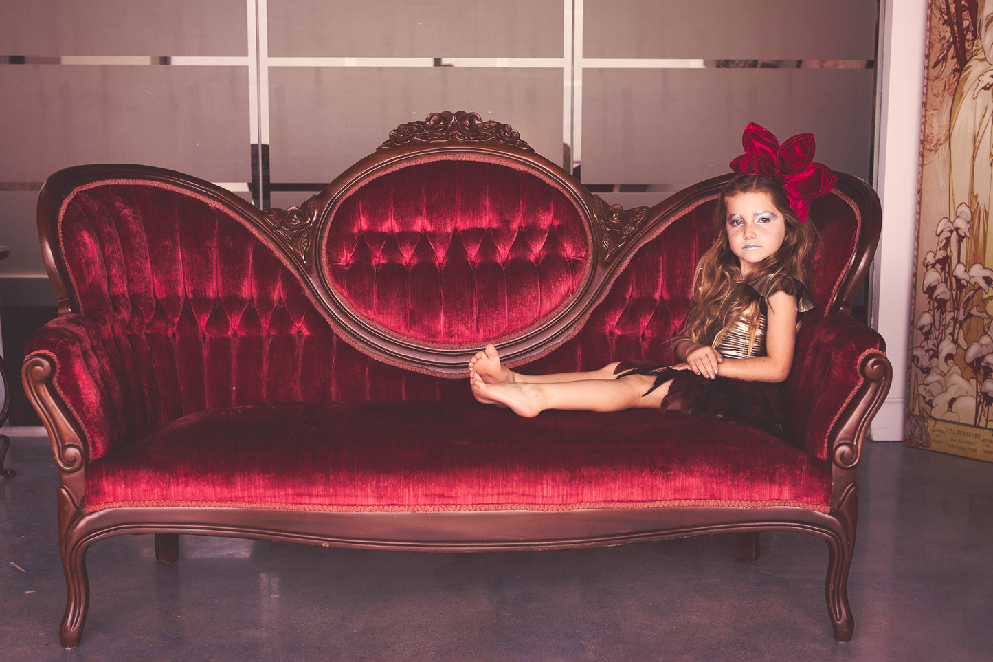 Five Petals Velvet Headband - Navy