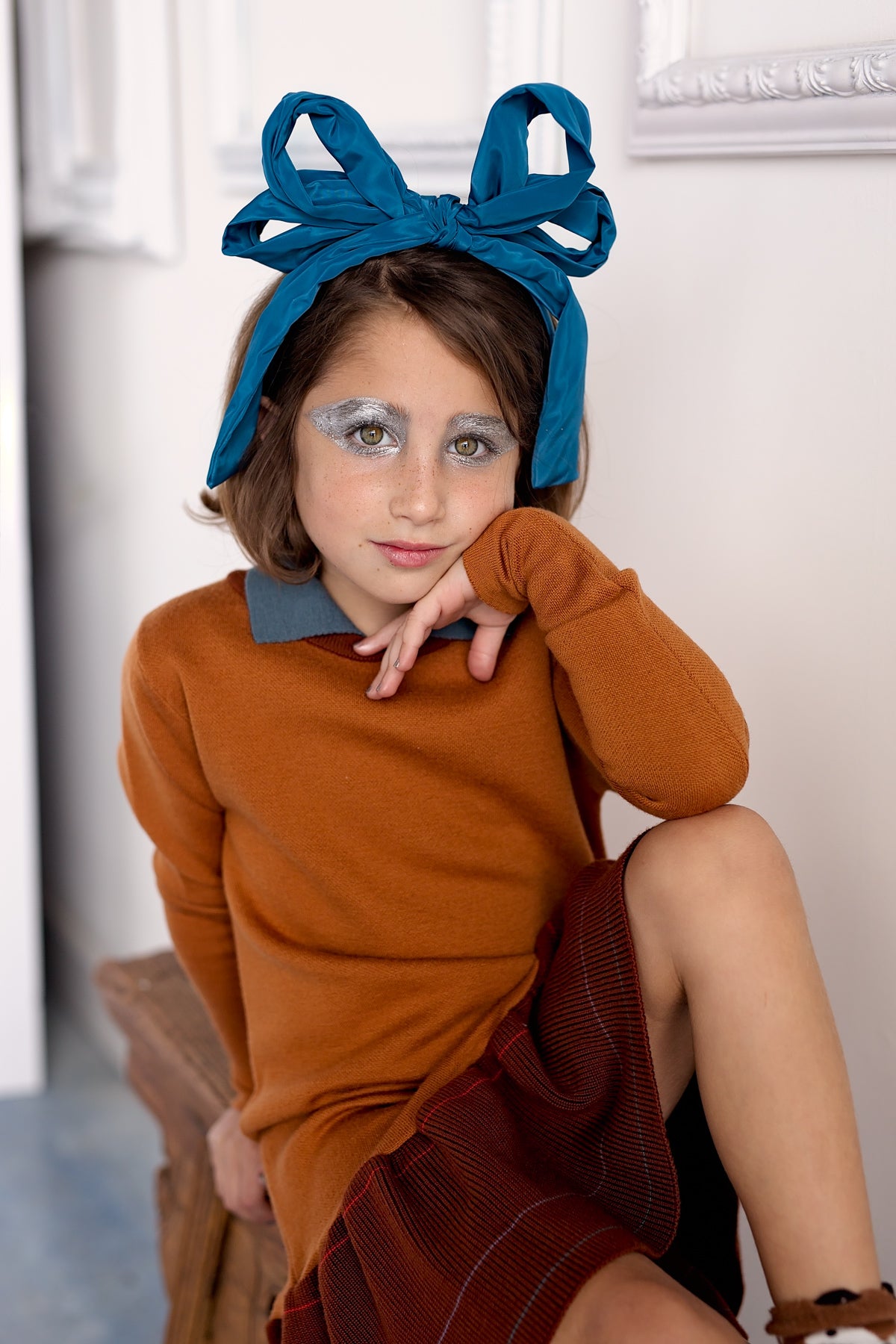 Double Party Bow Headband - Brick