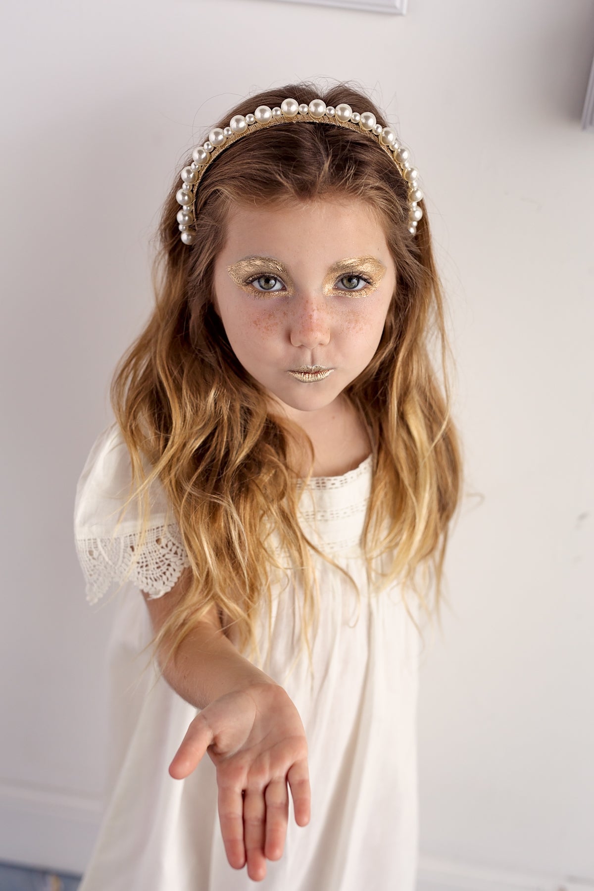 Uneven Pearls Headband - Gold/Ivory