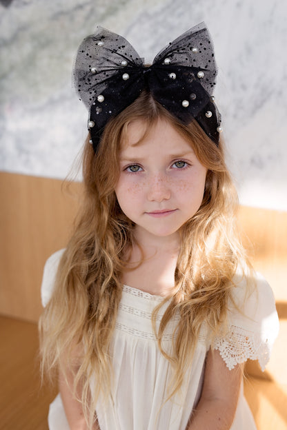 Tulle Pearl Headband - Turquoise