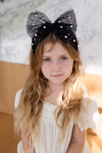 Tulle Pearl Headband - Turquoise