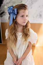 Oversized Bow Pony/Clip  - Smoke Blue