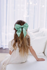 Oversized Bow Pony/Clip - Sage Green (By Request Only, Min 10+)
