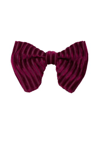Beauty & The Beast Bowtie/Hair Clip - Burgundy Velvet Stripe