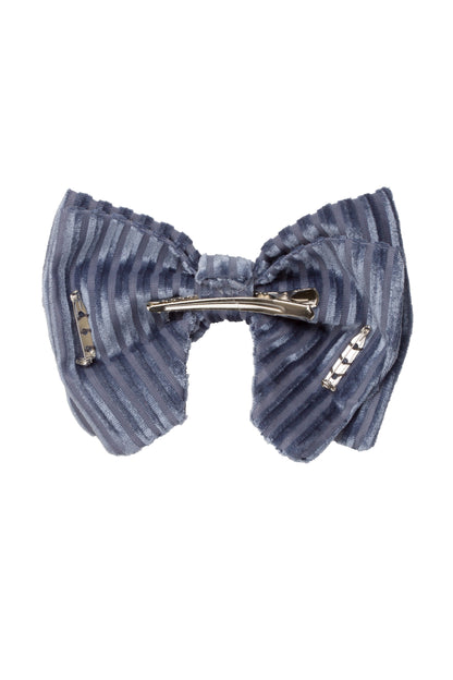 Beauty & The Beast Bowtie/Hair Clip - Blue Velvet Stripe