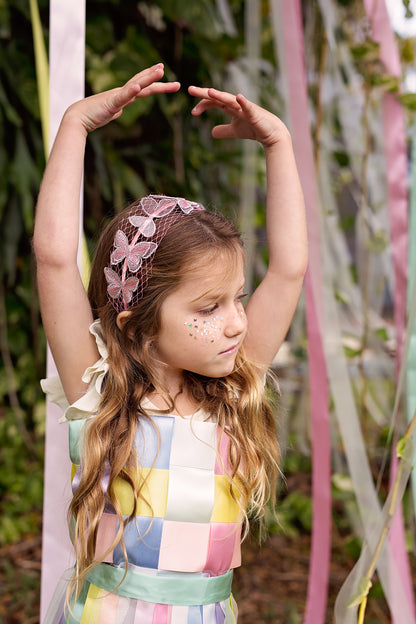 Mesh Butterfly Headband - Ivory/Gold