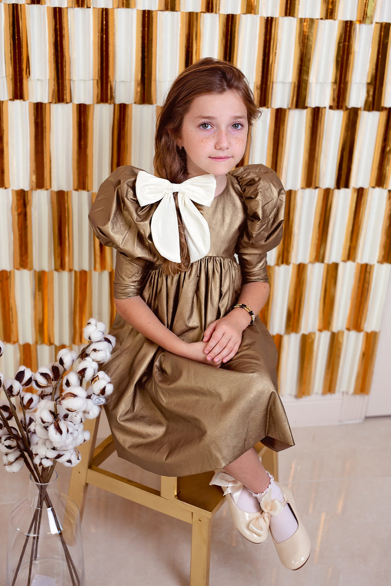 The Perfect Bow Clip - Large - Taffeta - Gold