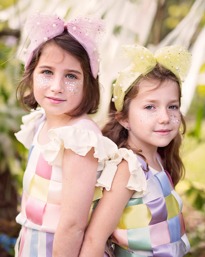 Tulle Pearl Headband - Yellow