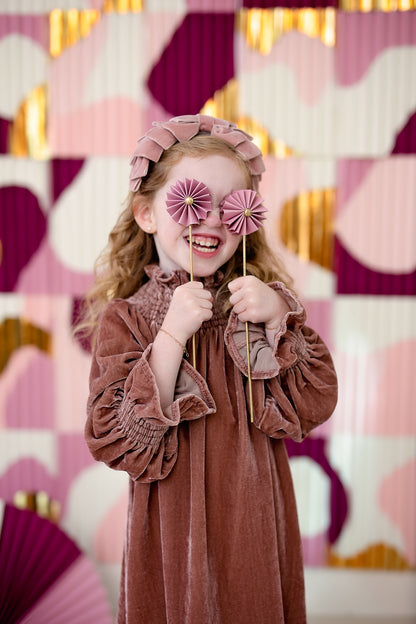 Pleated Ribbon Velvet Headband - Blush