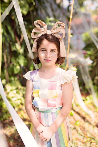 Double Party Bow Headband - Taupe