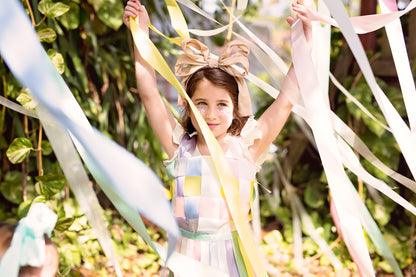 Double Party Bow Headband - Light Grey