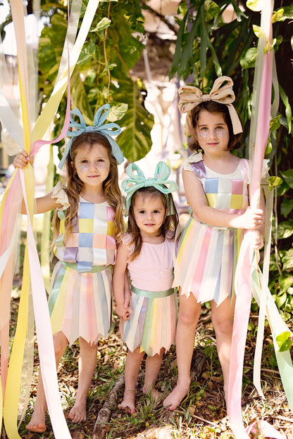Double Party Bow Headband - Light Sky