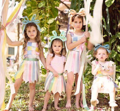 Double Party Bow Headband - Light Sky