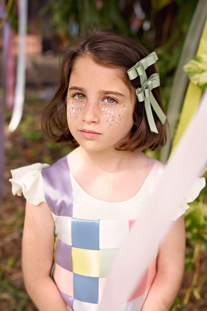 Grosgrain Bow Clip Set (2) - Electric Blue