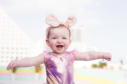 Bunnie Bow Wrap - Blush/Gold Feather Print