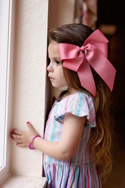 Oversized Bow Clip - Moonstone Grosgrain