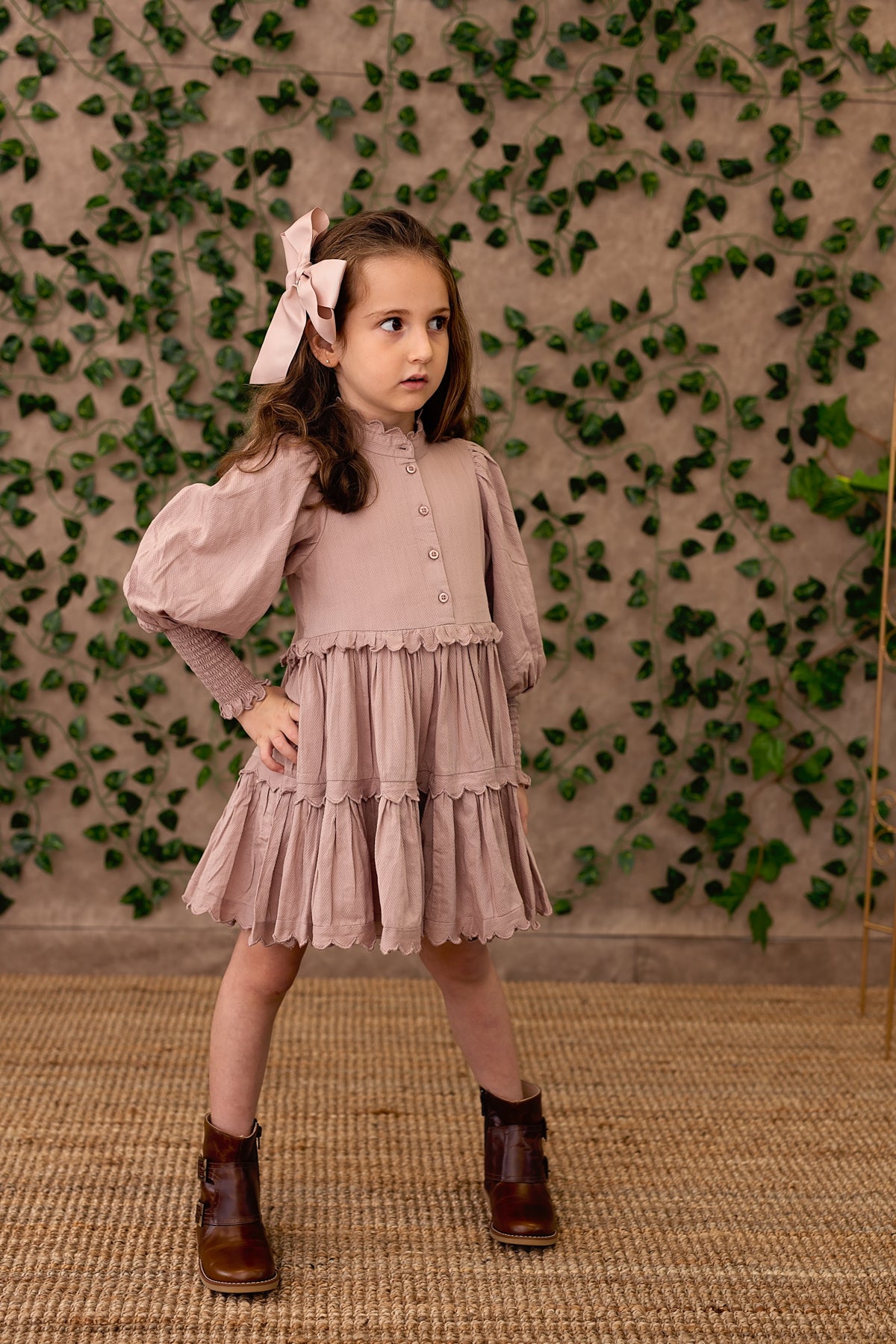 Oversized Bow Pony/Clip - Vanilla Grosgrain