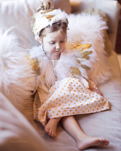 Feather Headband - White/Gold