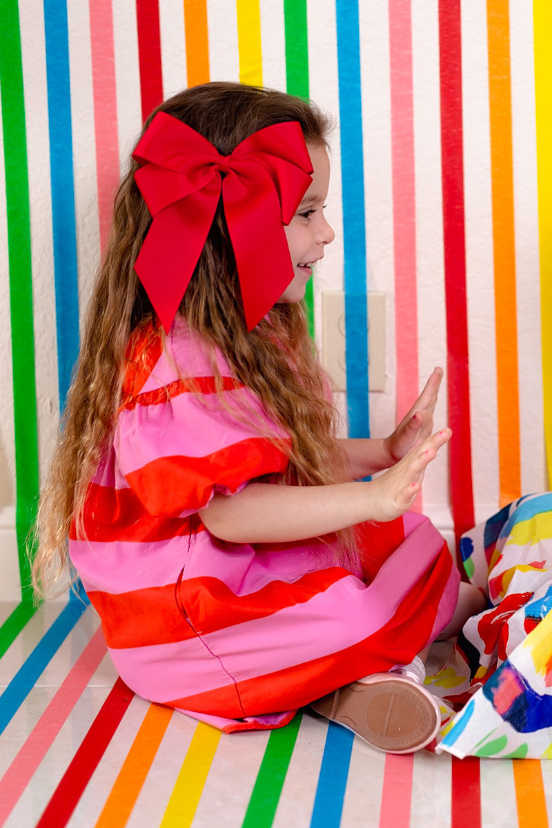 Oversized Bow Clip - Red Grosgrain