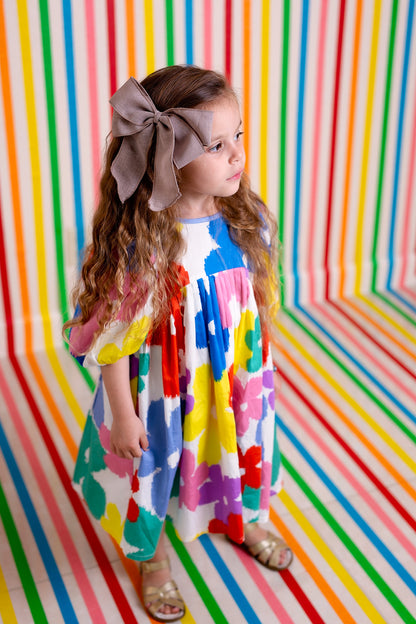 Oversized Bow Clip - White Grosgrain