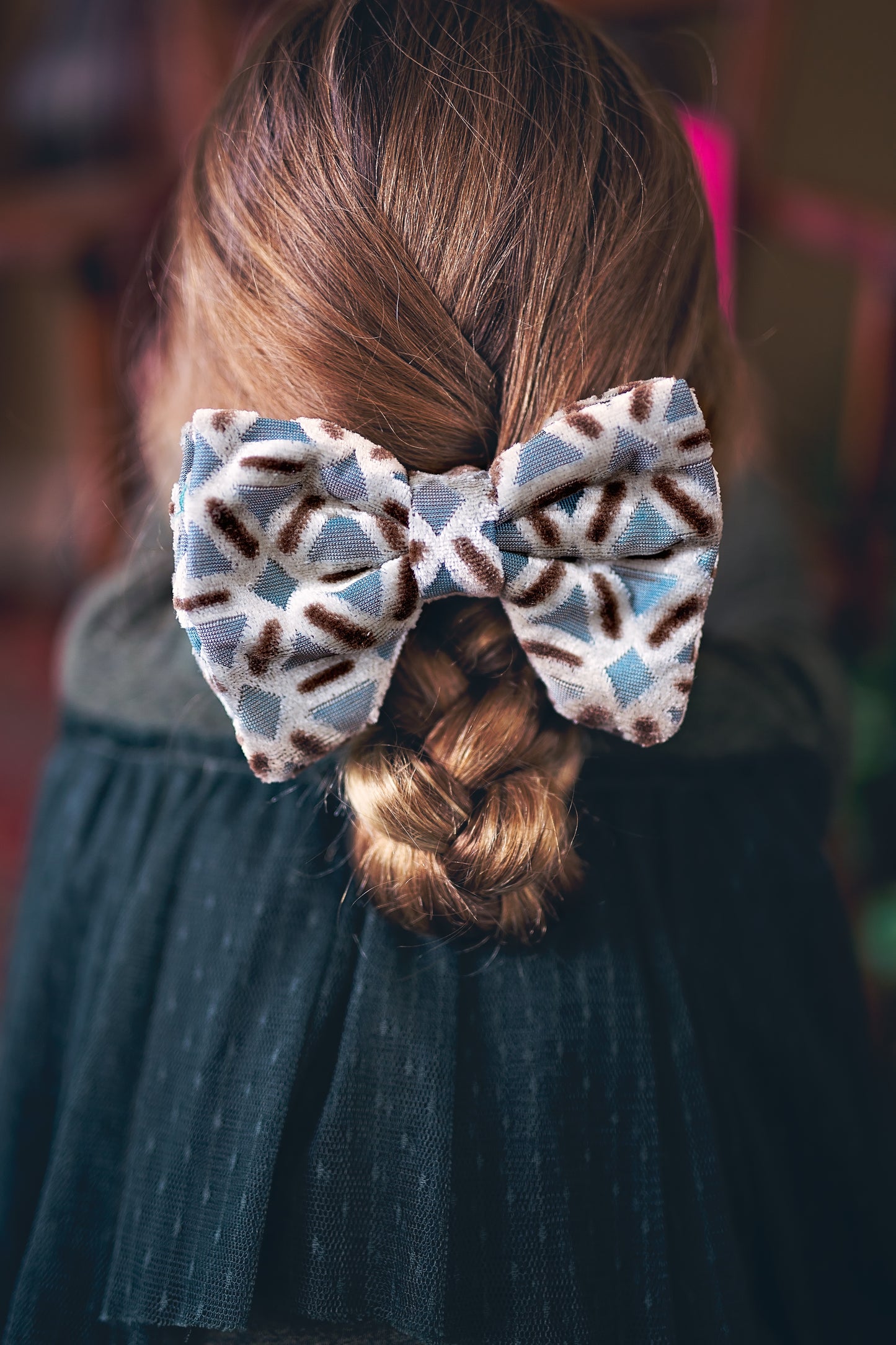 Beauty & The Beast Bowtie/Hair Clip - Blue Velvet Stripe