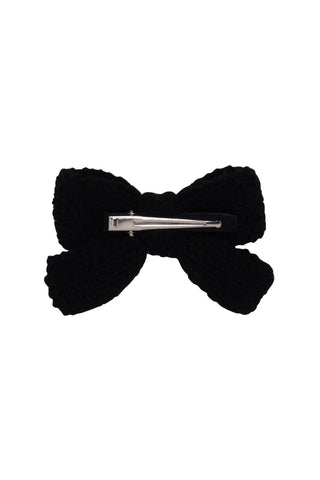 Knitted Sweet Bow Clip - Black