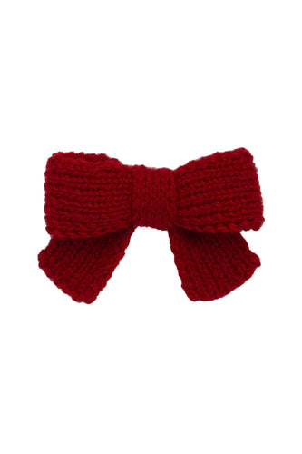 Knitted Sweet Bow Clip - Red