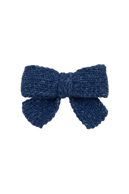 Knitted Sweet Bow Clip - Smoke Blue