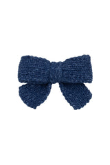 Knitted Sweet Bow Clip - Smoke Blue