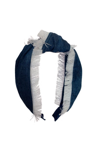 Knot Fringe Headband - Invisible Tie Dye Denim