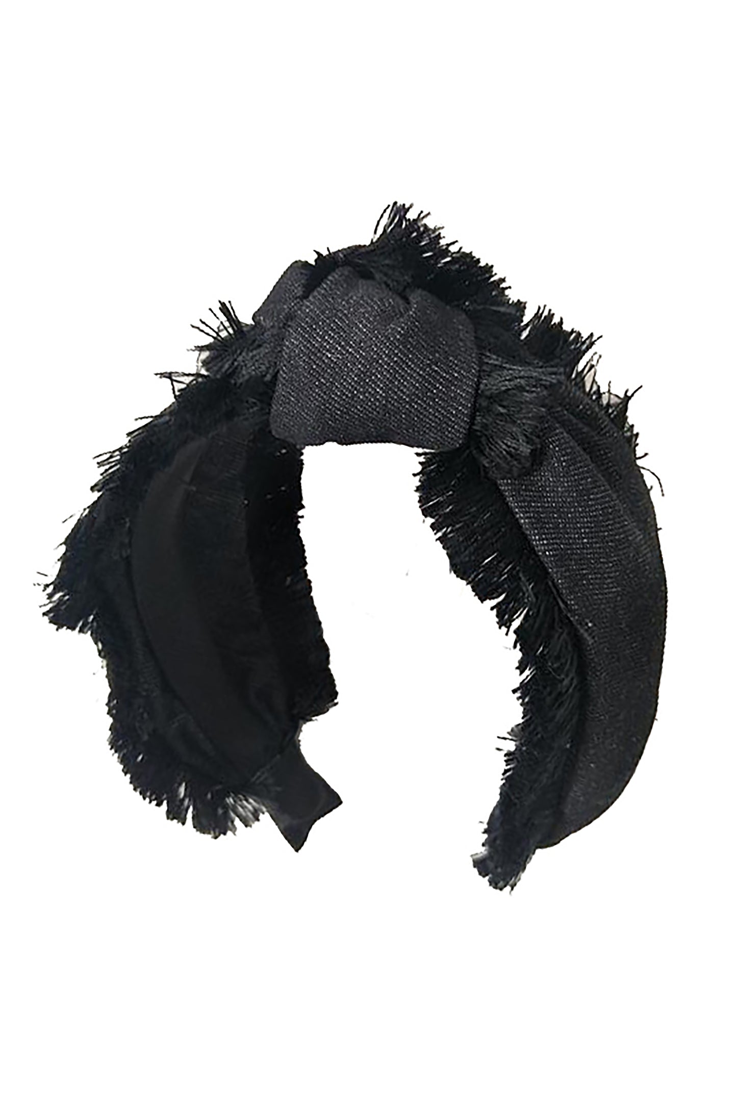 Knot Fringe Headband - Black Denim