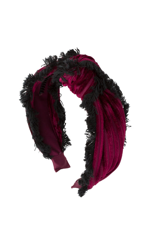Knot Fringe Headband - Burgundy