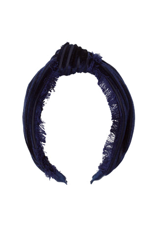 Knot Fringe Headband- Navy