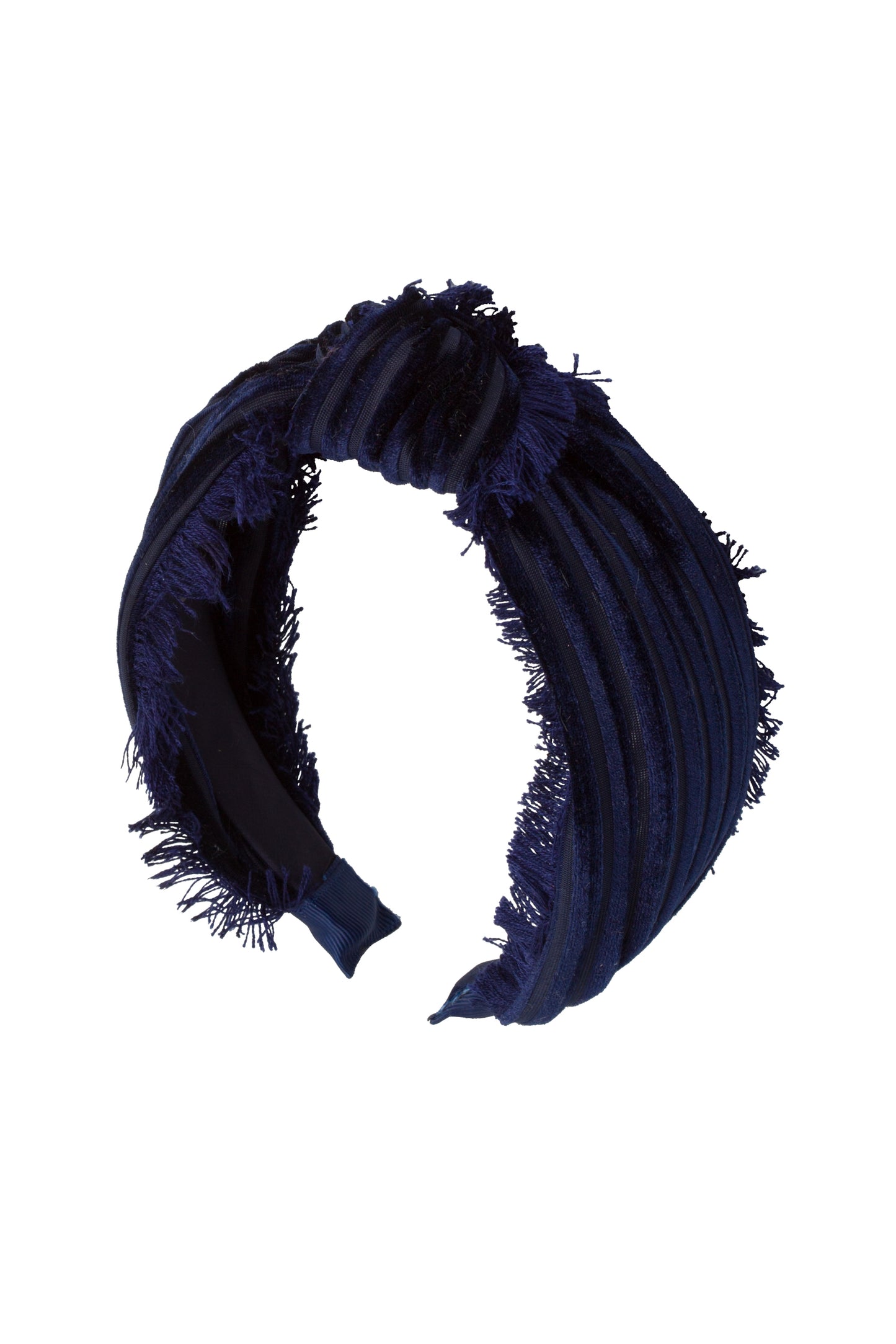 Knot Fringe Headband- Navy