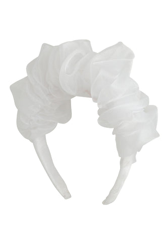 Organza Bunches Headband - White