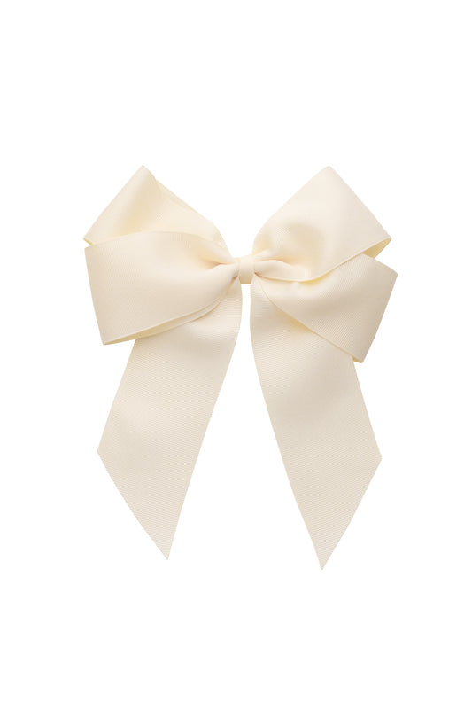 Oversized Bow Clip - Ivory Grosgrain