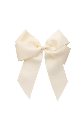 Oversized Bow Clip - Ivory Grosgrain
