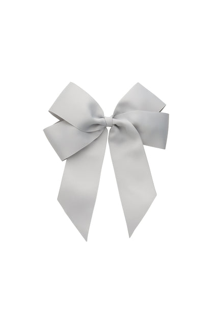 Oversized Bow Clip - Grey Grosgrain