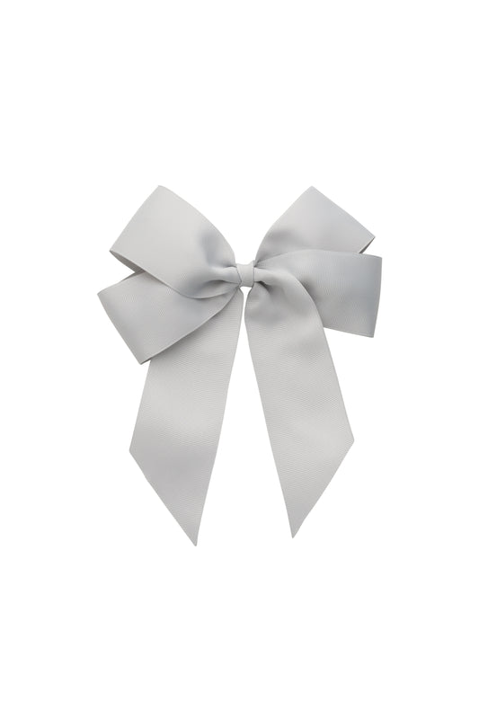 Oversized Bow Clip - Grey Grosgrain