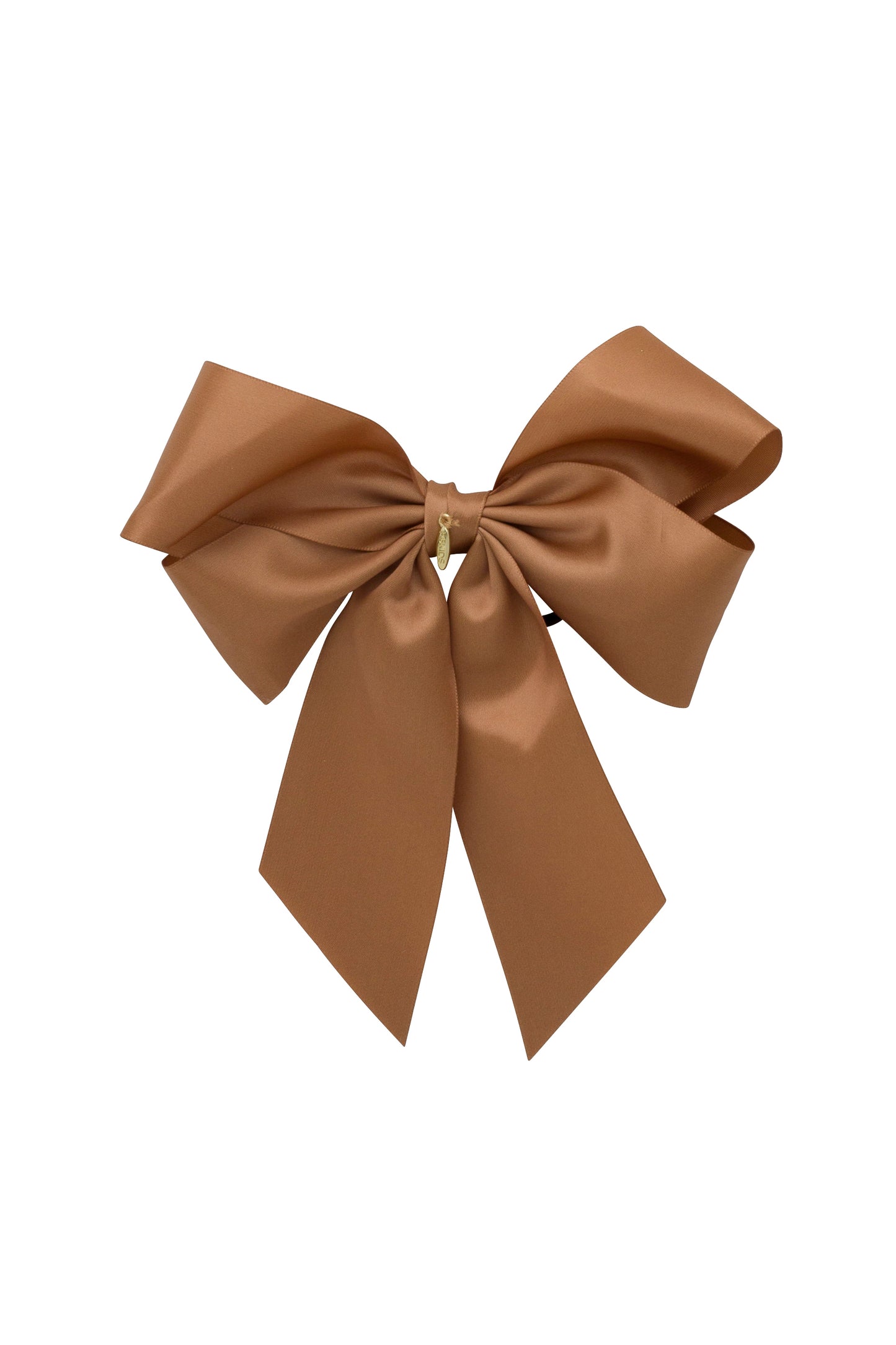 Oversized Bow Pony/Clip - Caramel
