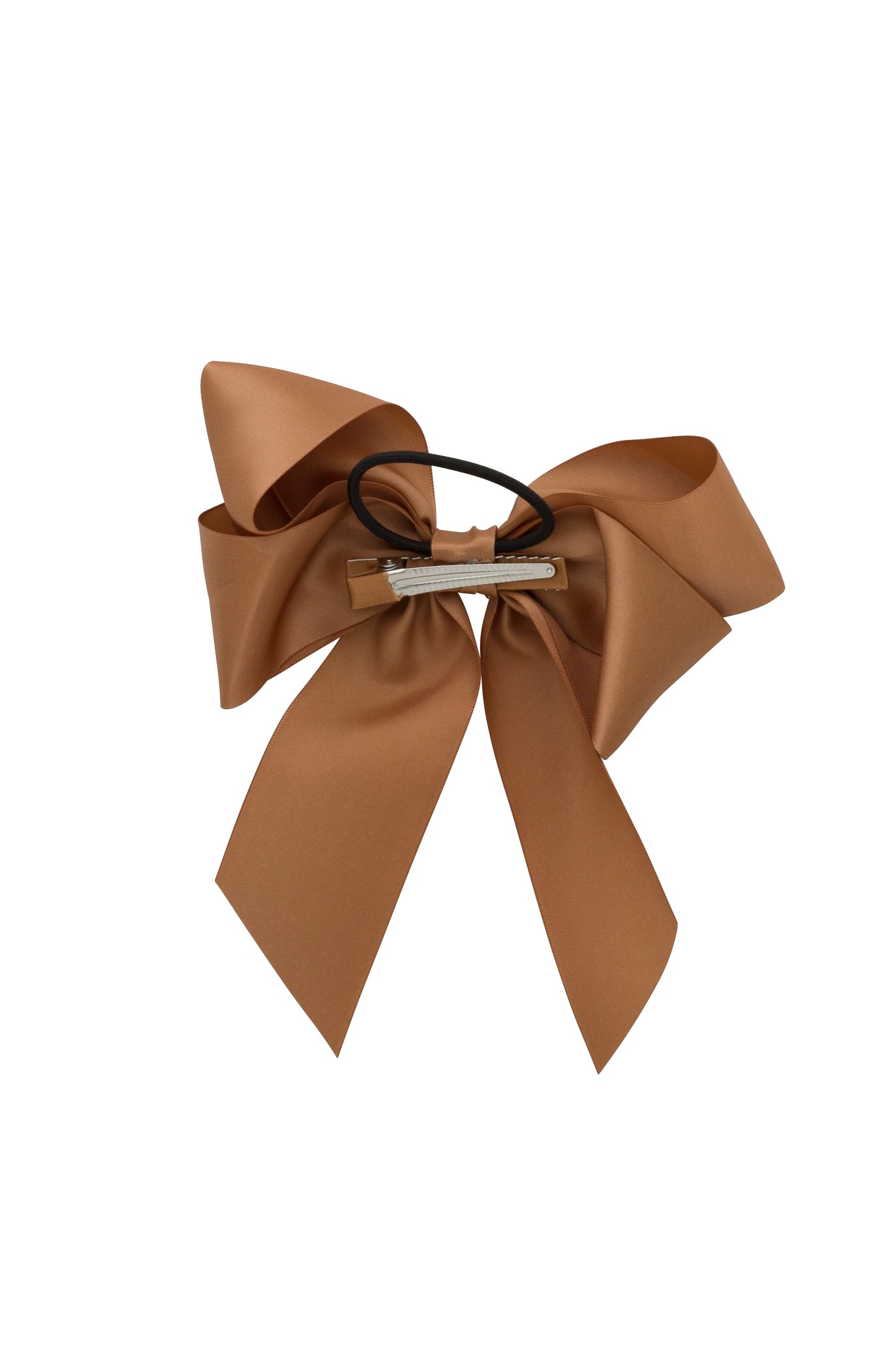 Oversized Bow Pony/Clip - Caramel