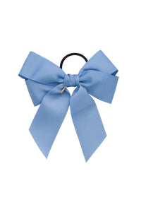 Oversized Bow Pony/Clip - French Blue Grosgrain